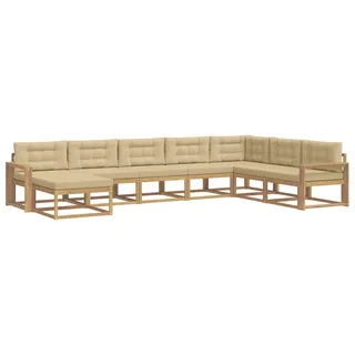 vidaXL Outdoor-Sofagarnitur 8 stk. Weiß und Beige - Beige