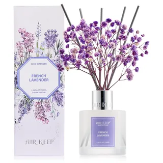 Airkeep Raumduft French Lavender Duft, Reed Diffuser mit 8 Duftstäbchen, Lufterfrischer für Badezimmer, Wohnung, Heimdekoration, 100ml