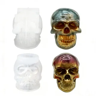 WYAHYQ 2Stücke Totenkopf Silikonform Epoxidharz Formen Silikon Kerzenformen Zum Gießen Halloween Skull Gießformen Groß