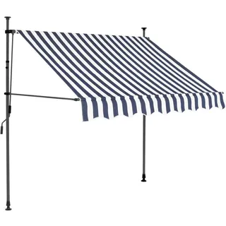 vidaXL Einziehbare Markise Handbetrieben mit LED 150 cm Blau und Weiß - Blau