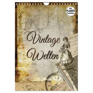 Vintage Welten (Wandkalender 2026 DIN A4 hoch), CALVENDO Monatskalender: Dekorative Collagen im original französischen Vintage-Chic (CALVENDO Kunst)