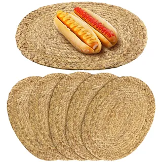 Bencailor 6 Stück gewebte Jute-Platzsets, natürlich geflochtene Tischsets, hitzebeständig, dekorative Tischsets, Set mit 6 Stück, Boho, Vintage-Tischmatten für Zuhause, Esszimmer, Küche, Partys,