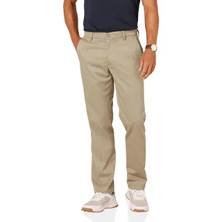 Amazon Essentials Herren Golf-Stretchhose, Gerade Geschnitten, Khakibraun, 34W / 32L