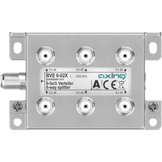Axing BVE 6-02X 6-Fach Verteiler 9,5 dB 5-1800 MHz TV Data Internet Kabelfernsehen