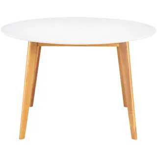 Livetastic Esstisch , Weiß , Holz , Kautschukholz , massiv , rund , 120x76x120 cm , Holzmöbel, Holztische, Esstische Holz, Massivholztische
