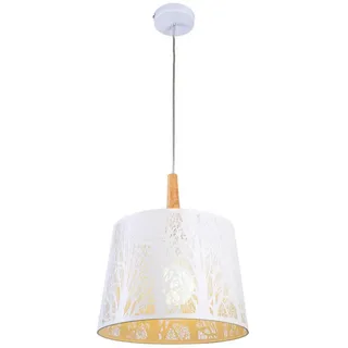 Maytoni Pendelleuchte , Weiß , Holz, Metall , konisch , 40 cm , Ce , beliebig kürzbar, gleichmäßige Lichtverteilung , Lampen & Leuchten, Innenbeleuchtung, Hängeleuchten, Pendelleuchten
