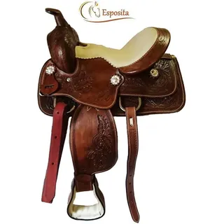 Esposita Westernsattel "Texas Kids" für Kinder und Jugendliche 14" - Kastanienbraun, Beige