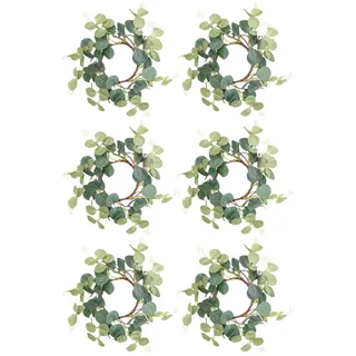 Angoily 6 Stücke Osterkerze Ringe Künstliche Grün Kranz Eukalyptusblätter Kranz Kerzenring Dekorative Grün Kerzenhalter Für Ostern Tischdekoration 8 cm