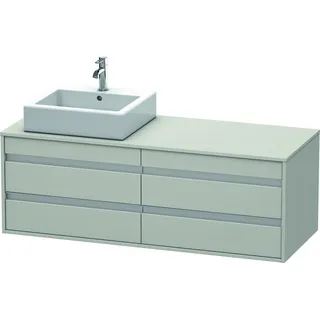 Duravit Ketho Konsolenwaschtischunterbau wandhängend, 1400x496x550 mm, 4 Schubkästen, für 2 Aufsatzbecken, Position links, KT6657L0707, Farbe: Betongrau Matt Dekor