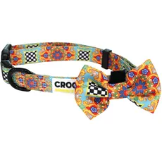 Croci Sicily Maioliche Hundehalsband aus Nylon, verstellbar, mit abnehmbarer Fliege, Größe S / 28-44 x 1,5 cm