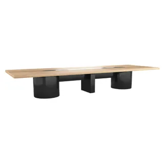 Besprechungstisch Arbeitszimmer Chef Exclusive Büro CEO Helles Holz Modern 400cm - Braun