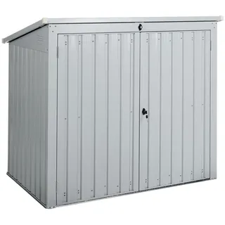 Beliani Gerätehaus Weiß Moena , Metall , 158x134x96 cm , Gartenzubehör, Geräteschuppen