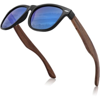 MIAROZ Sonnenbrille Holz,Polarisiert Sonnenbrille Herren und Damen,Natürlich Holz UV400 Brille 100% Anti-UV-polarisierte