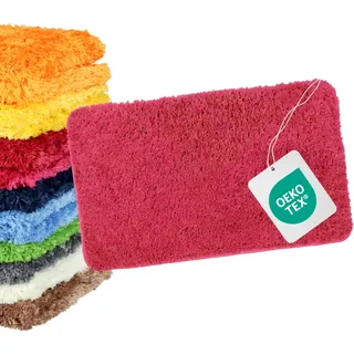 WohnDirect Badezimmerteppich 50x80cm Beere (Rot) | Vielseitiger Bodenteppich, 4 cm Florhöhe, erstklassige Verarbeitung, vielseitig einsetzbar, praktischer Alltagshelfer