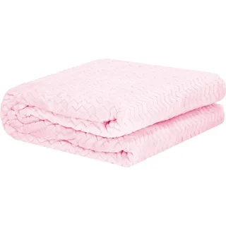 Kuscheldecke Tagesdecke 160 x 200 cm Überwurf Wohndecke Decke extra soft Wohnzimmer Musterung Zickzack - Rosa
