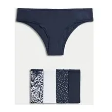 Womens M&S Collection 5pk Cotton LycraTM Brazilian Knickers - Navy Mix, Navy Mix - 26