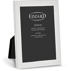 EDZARD Bilderrahmen Prato für Foto 13 x 18 cm, edel versilbert, anlaufgeschützt, mit Samtrücken, inkl. 2 Aufhängern, Fotorahmen zum Stellen und Hängen