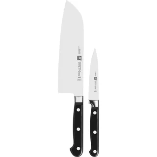 ZWILLING Professional S Messer-Set, 2-teilig (Spick-/Garniermesser 10 cm, Santokumesser 18 cm), Rostfreier Spezialstahl/Kunststoff-Griff mit Nieten, Schwarz [Made in Germany]