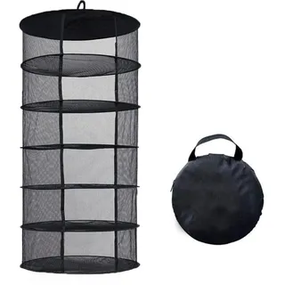 Desy & Feeci Hängendes Kräuter-Trockennetz 6-lagiger Pflanzennetz-Trockenständer Für Kräuter, 2ft Plant Hanging Mesh Trockennetz Schwarz(D60 x H120 cm)