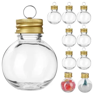 Operitacx 10 StüCk Transparente Weihnachtskugeln Zum BefüLlen, AufhäNgbar 50 Ml Lebensmittelechte BefüLlbare Weihnachtskugeln Basteln FüR Weihnachtsbaum, Hochzeit, Partydekoration
