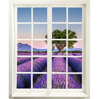 Wandtattoo - Fenster mit Aussicht "Lavendelfeld" 83 x 100 cm (BxH) - Wandaufkleber - Wandsticker