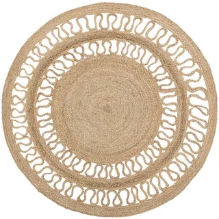 Beliani Kurzflor-Teppich Dikili 120/120 cm , Beige , Naturmaterialen , Rund , 120x120 cm , Teppiche und Böden, Teppiche, Orientteppiche