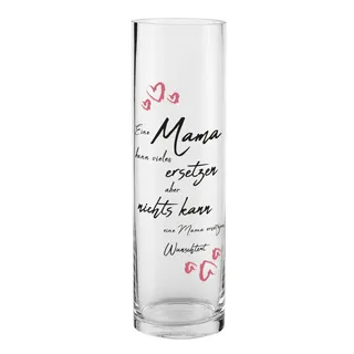 Herz & Heim® Glasvase XXL mit Aufdruck zum Muttertag - eine Mama kann Nichts ersetzen - mit Ihrer persönlichen Widmung