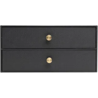 Exacompta 30601E Ablagebox Office By Me mit 2 Schubladen aus Recycling-Karton für DIN A4+ Dokumente. Schubladenbox mit hoher Kapazität für mehr Platz auf dem Schreibtisch Textileffekt Schwarz