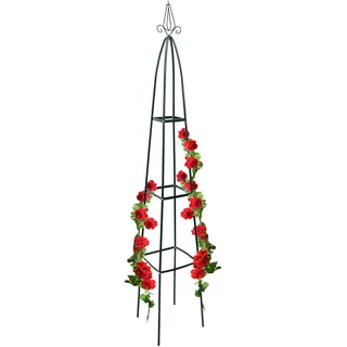 Relaxdays Rankturm Metall 2er Set, 190 cm, Stecksystem, grün | Rankhilfe für Kletterpflanzen und Rosen, freistehende Ranksäule für Garten