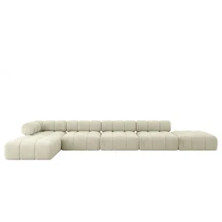 altdecor Eckcouch Samt 7-Sitzer Beige