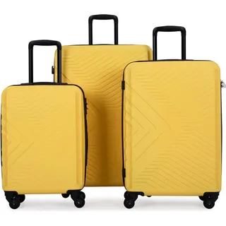Travelhouse® Bali Stabiler Koffer-Set 3tlg. Trolley Koffer Reisekoffer Gelb ABS Hartschalen Kofferset Trolley 4 Rollen TSA Kombinationsschloss - Gelb