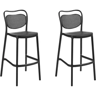 Beliani Garten-Barhocker 2er Set rund 2er Set Schwarz