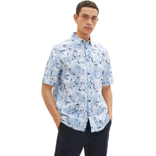 TOM TAILOR Herren 1034896 Hemd, 31274 - Blue Offwhite Big Leaf Design, L