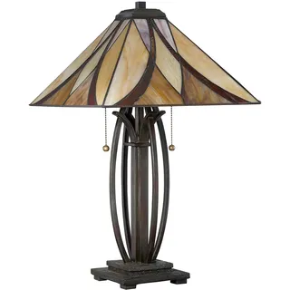 Tiffany Asheville Schreibtischlampe Bronze Metall Valiant 2 Lichter E27 - Bronze