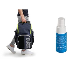 Arena Unisex-Adult Spiky III Backpack 45 Rucksack, Navy-NEON_Yellow, NS & Arena Instant Anti-Fog Spray für Schwimmbrillen, Antibeschlag, Anti-Fog für Linsen, Schwimmzubehör, 35 ml Flasche