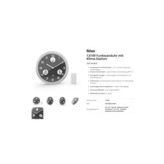 Mebus 13149 Funk Funkuhr 30 cm Aluminium Leisegang-Uhrwerk