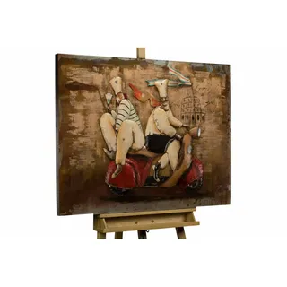 Kunstloft Metallbild Rot 100/70 cm , Rot, Beige , Metall , 4.6x70 cm , Bilder & Rahmen, Bilder, Holz & Metallbilder