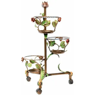 Blumenständer Übertopf Pflanze-Halter A 3 Plätze Hoch Schmiedeeisen Bunt Möbel