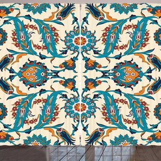 ARANDE Orient Gardine, Orientalische Blumen Bild Musterung Bohämische Darstellung.Traditioneller Druck, 280 x 245 cm, Mehrfarbig