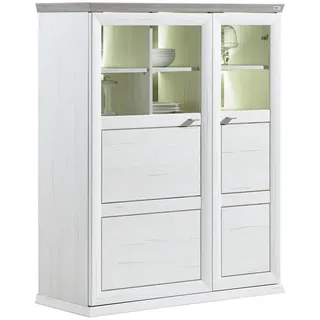 Hom`in Highboard , Grau, Weiß , Metall , 3 Fächer , 110.2x134.3x43 cm , Typenauswahl , Kleinmöbel, Kommoden, Highboards