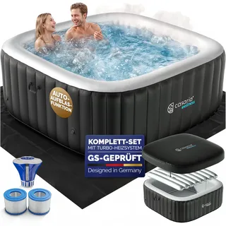 Whirlpool aufblasbar Schwarz eckig 6 Personen 20-42°C winterfest