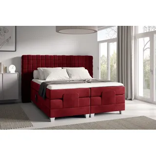 Boxspringbett Elektrisch Bett VIDAL 200x200cm in Stoff Fresh Rot - Rot