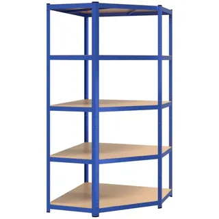 vidaXL Eckregal mit 5 Böden Blau Stahl & Holzwerkstoff - Blau