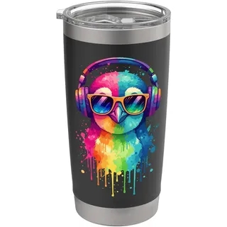 Pinguin trägt Kopfhörer und Sonnenbrille EDM Rave Design Doppelwandiger Edelstahl-Thermobecher