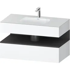 Duravit Qatego Einbauwaschtisch mit Konsolenwaschtischunterbau, 1000x550x600mm, Nische Graphit Matt, QA4786049, Farbe: Weiß Matt/mit Nischenbeleuchtung