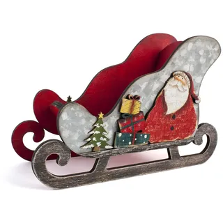 H&H Schlitten aus Holz Weihnachtsdekoration 22 x 10 x 15 cm