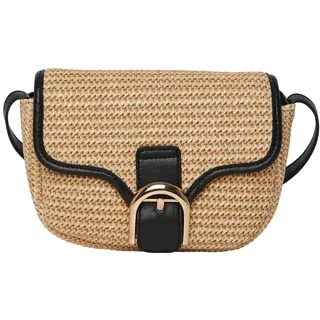 Pieces Damen Pcluna Straw Cross Body, Nature/Detail:black, keine Angabe