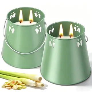 Citronella Kerze Outdoor, 300Std Citronella Kerze Groß, 2pcs Citronella Kerzen Outdoor, 100% Natürliche Sojawachs Duftkerzen, Geschenk Kerzen für Camping Garten Balkon Picknick Terrasse Deko
