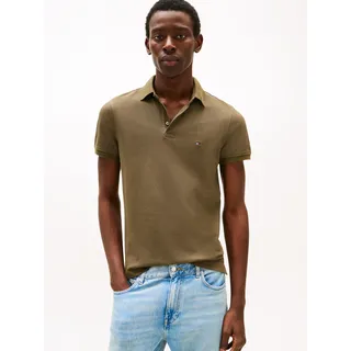 Poloshirt TOMMY HILFIGER "1985 SLIM POLO mit Piqué-Struktur und Stickerei", Herren, Gr. XXL, grün (army grün), Piqué, Obermaterial: 96% Baumwolle, 4% Elasthan, Basic, slim fit, eingesetzt Bündchen, Shirts Poloshirt, meliert, casual, slim fit, Baumwollmix, Polokragen