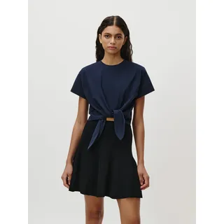 T-Shirt LEGER "Tessy, LeGer by Lena Gercke", Damen, Gr. 36, blau (navy), Jersey, Obermaterial: 100% Baumwolle, unifarben, taillenlang, Rundhals, Shirts T-Shirt, mit Knoten-Detail, cropped